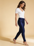 Lumina Wear Isabella chic stretch leather trousers, full-length black pants with a sleek fitted silhouette