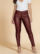 Lumina Wear Isabella chic stretch leather trousers in sleek black, front view