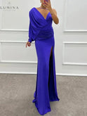 Pink Iliana one-shoulder evening gown by Lumina Wear, elegant wedding guest dress with a flowing silhouette.