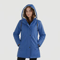 Yellow Lumina Wear Imogen sherpa-lined hooded parka jacket for winter adventures, shown on a model with a cozy, insulated design.