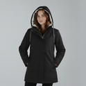 Yellow Lumina Wear Imogen cozy Sherpa-lined hooded parka jacket with a front zipper and pockets, perfect for winter adventures.