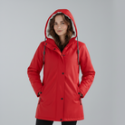 Yellow Lumina Wear Imogen Sherpa-lined hooded parka jacket for winter adventures, featuring cozy insulation and a practical hood.