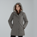 Yellow Lumina Wear Imogen Sherpa-lined hooded parka coat for winter adventures, shown on a mannequin.