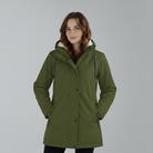 Yellow Lumina Wear Imogen Sherpa-lined hooded parka jacket for winter adventures, featuring cozy fleece interior and adjustable hood.