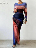Dark blue Inara Dream Maxi Dress by Lumina Wear, elegant evening dress with flowing fabric, perfect for wedding guests.