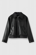 Isabella casual vintage black jacket by Lumina Wear featuring trendy appeal and stylish design, shown on a model.