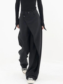 Black Isabella Lumina Wear chic asymmetric wide-leg trousers, stylish and comfortable pants for modern fashion.