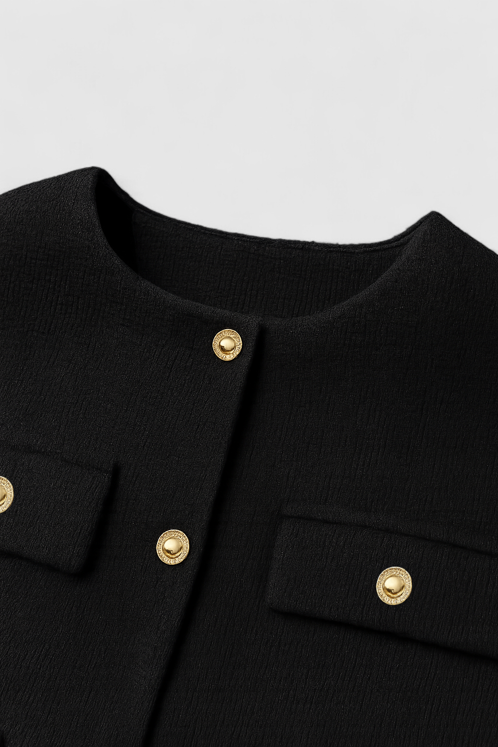 Black short women's jacket by Lumina Wear, stylish and versatile Isabella jacket with chic design and modern fit.
