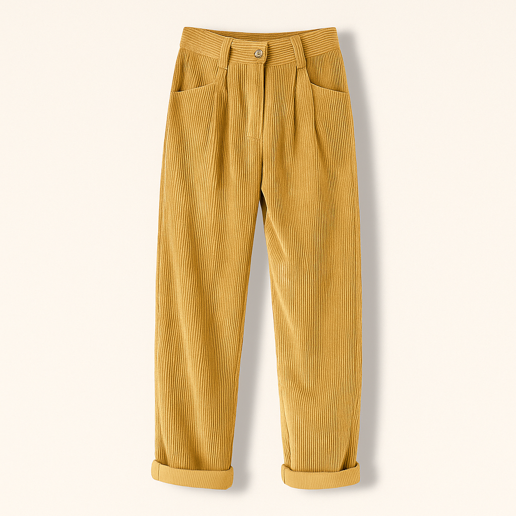 Isabella Lumina Wear brown corduroy trousers with a flattering fit, featuring a chic and stylish design.