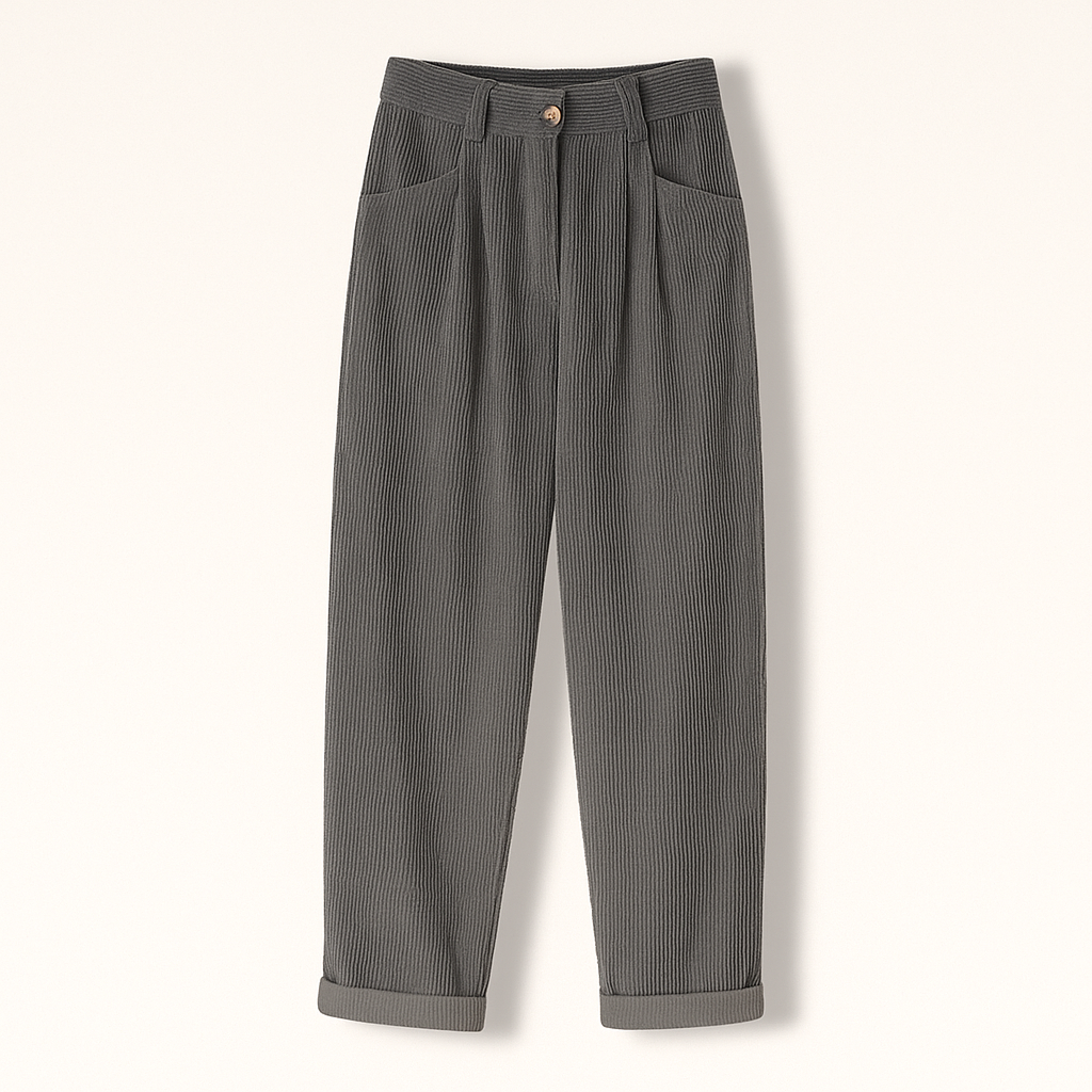 Isabella brown corduroy trousers by Lumina Wear featuring a chic, flattering fit and stylish design for women.