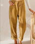 Isabella Lumina Wear brown corduroy trousers with a flattering fit, featuring a chic design and stylish silhouette.