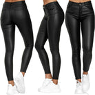 Black Lumina Wear Isabella chic stretch leather trousers, tailored for effortless style, shown on a model.