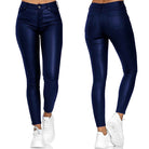Black Isabella stretch leather trousers by Lumina Wear, showcasing a sleek, fitted design with stylish detailing.