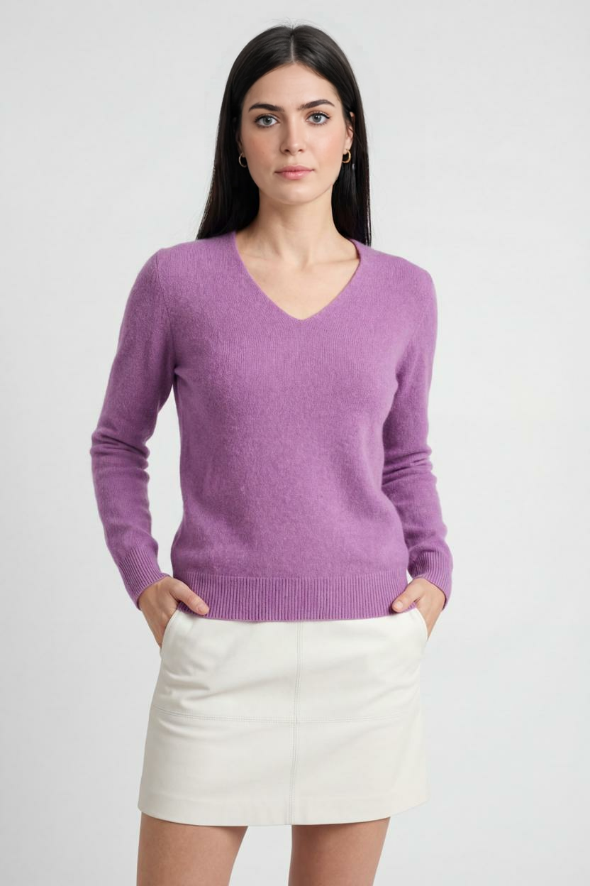 Dark purple Lumina Wear Isabella cozy sweater with flattering fit, featuring a soft knit texture and stylish design.