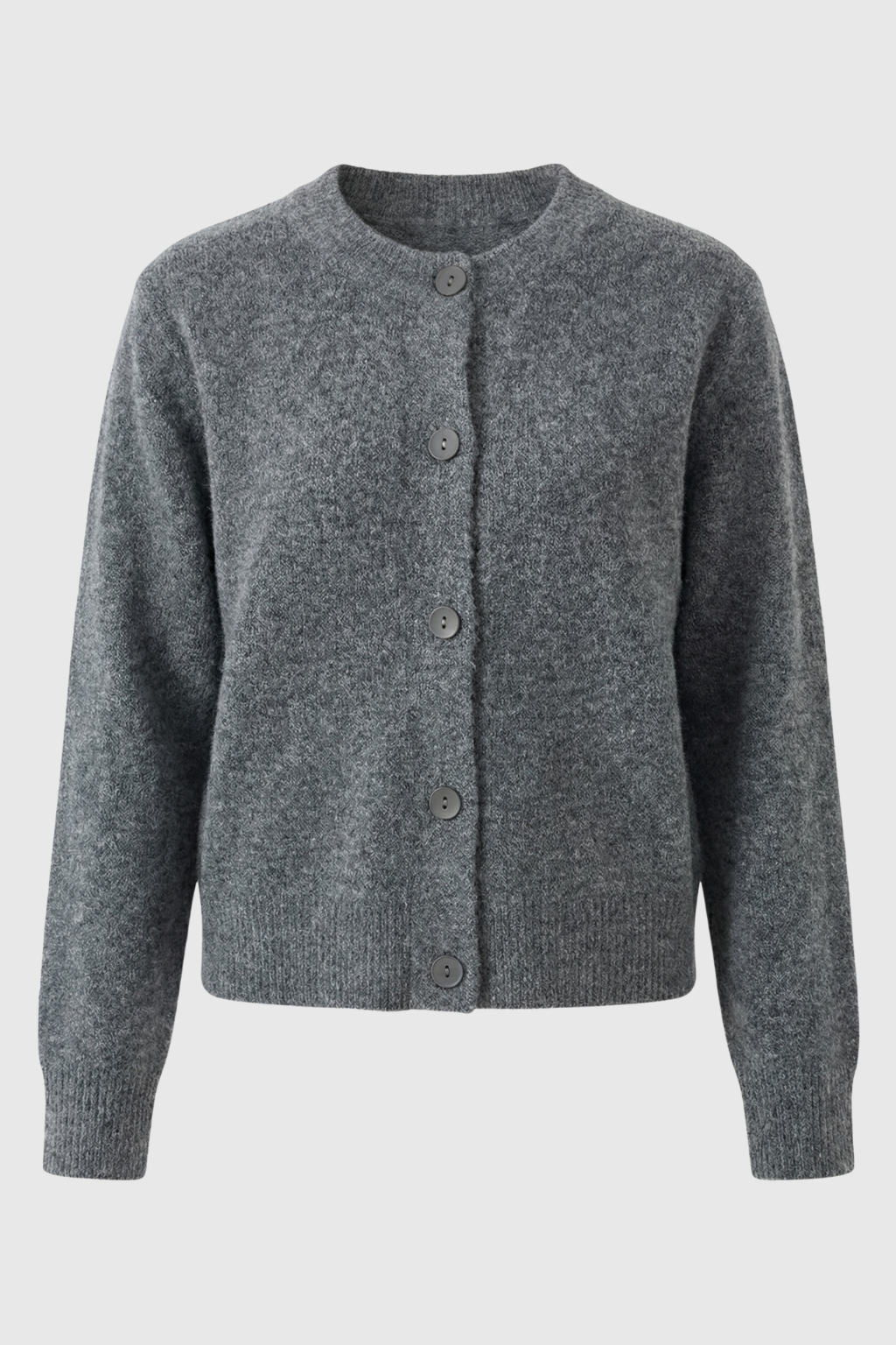Gray long cardigan sweater from Lumina Wear featuring a cozy, relaxed fit, perfect for casual and layered winter outfits.