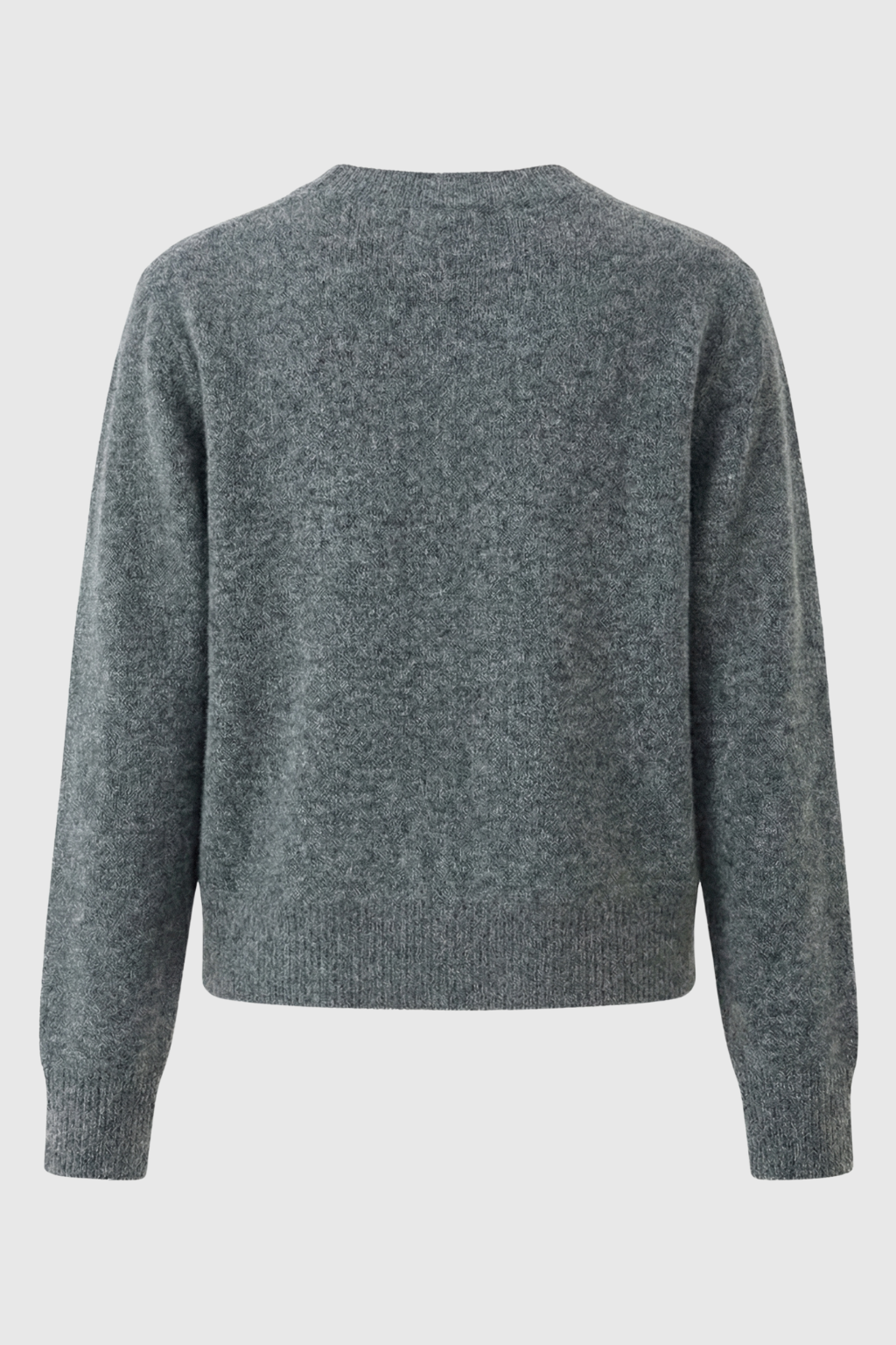 Gray long cardigan sweater from Lumina Wear, relaxed fit, cozy style, perfect for layering and casual wear.