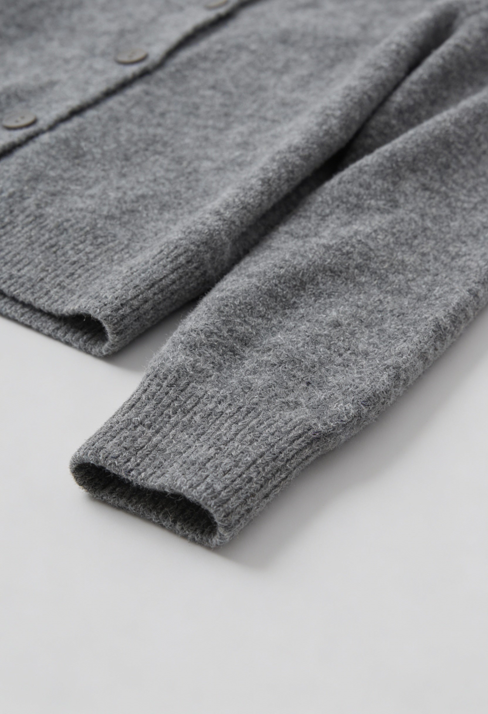 Gray long cardigan sweater by Lumina Wear, relaxed fit, cozy knit, casual style, perfect for layered fall or winter outfits.