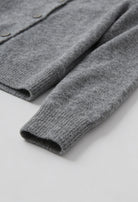 Gray long cardigan sweater by Lumina Wear, relaxed fit, cozy knit, casual style, perfect for layered fall or winter outfits.