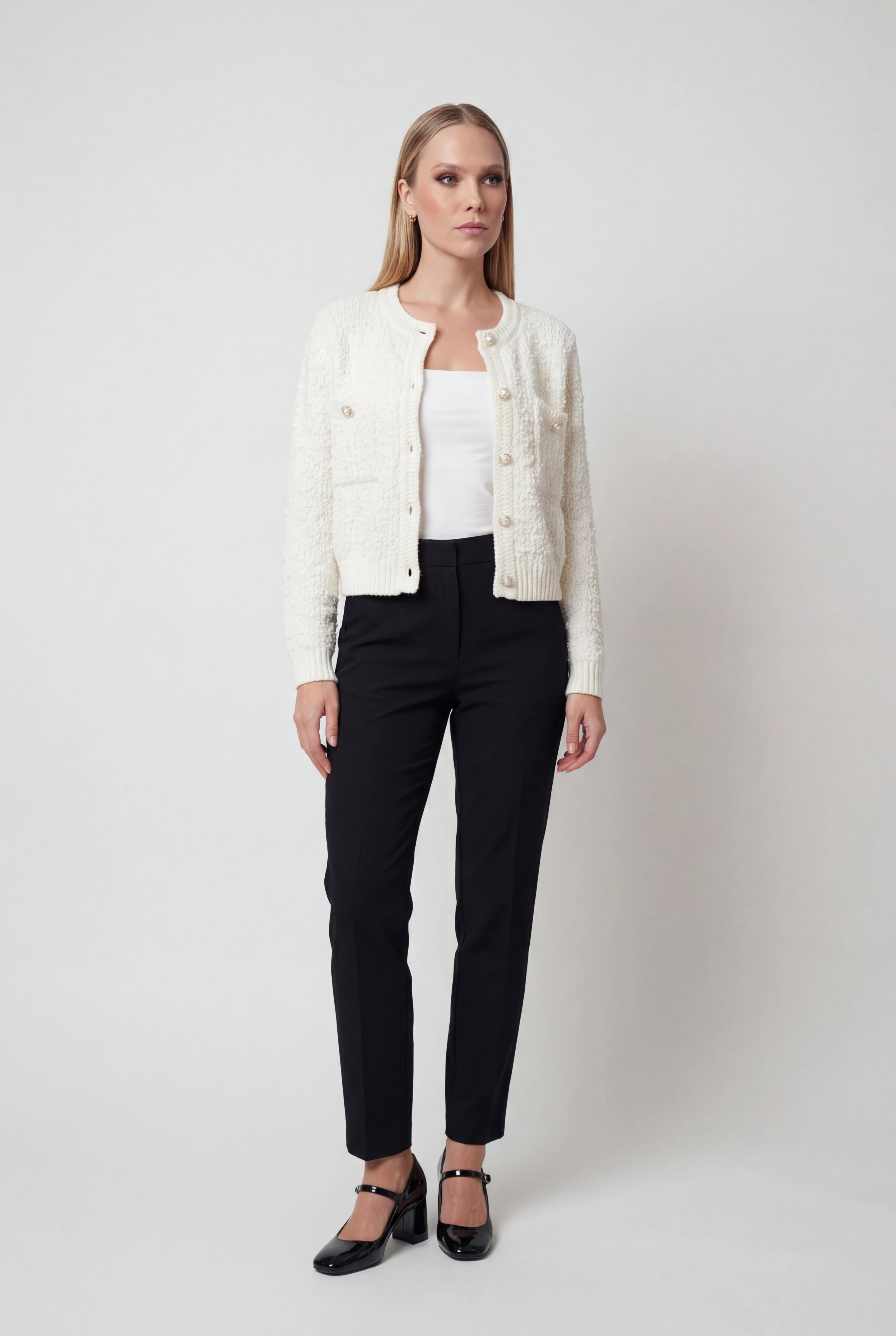 Lumina Wear Isabella cozy open-front cardigan with ribbed details, soft knit sweater for comfortable style.