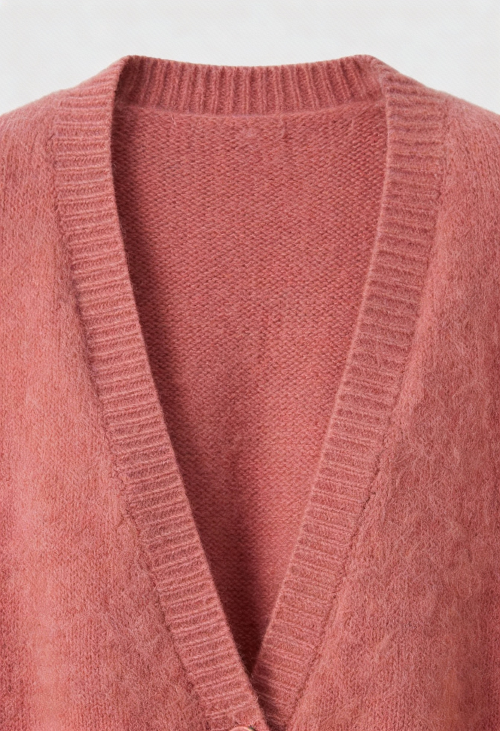 Pink knit cardigan sweater by Lumina Wear featuring a cozy, relaxed fit, perfect for casual and comfortable layered look.