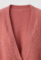 Pink knit cardigan sweater by Lumina Wear featuring a cozy, relaxed fit, perfect for casual and comfortable layered look.