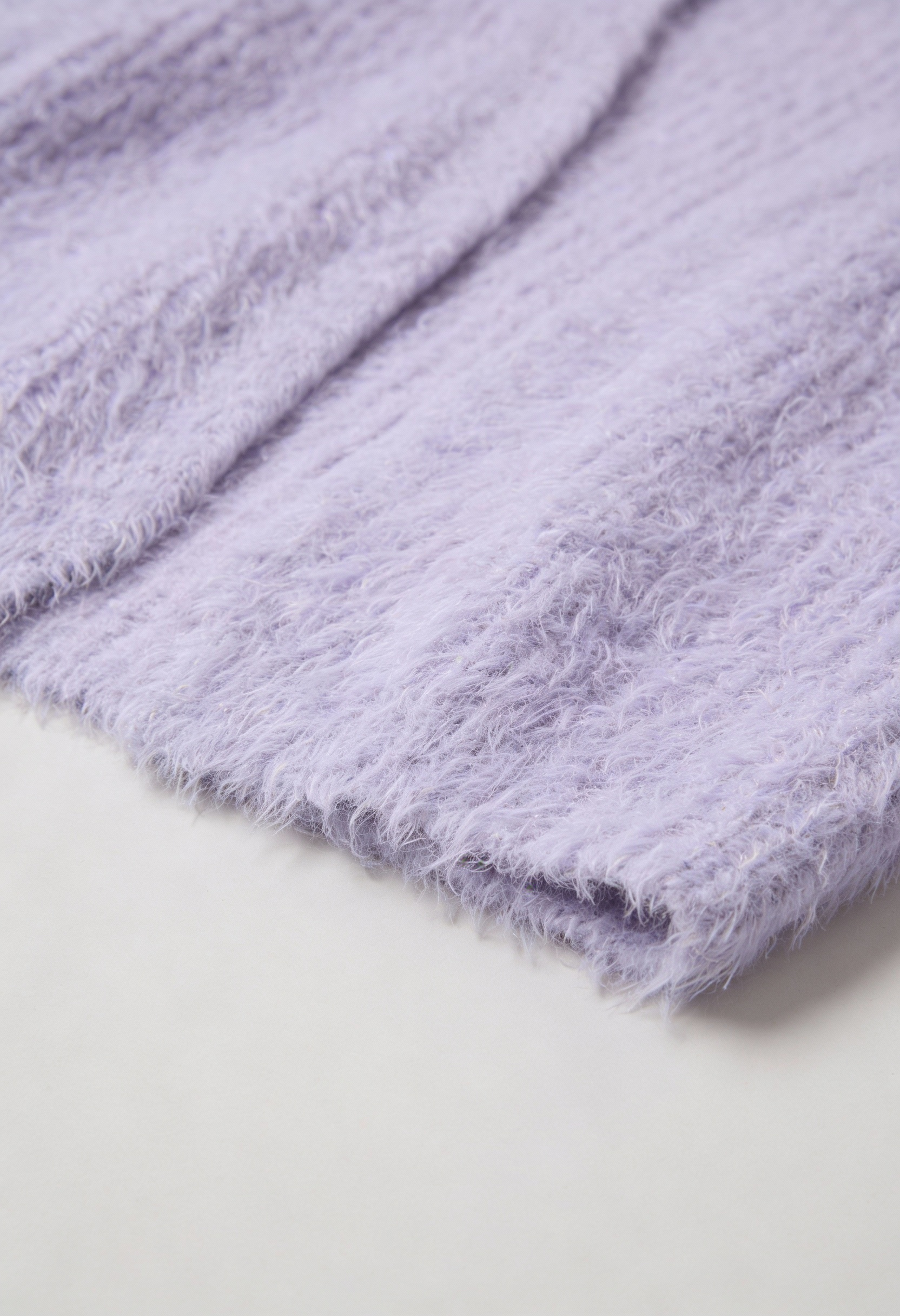 Isabella purple knit cardigan by Lumina Wear featuring ribbed details, cozy sweater perfect for casual layering.