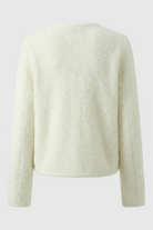 White women's cardigan sweater with ribbed hem, Isabella by Lumina Wear, cozy and stylish for everyday wear.