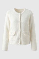 Lumina Wear Isabella cozy white open-front cardigan sweater with relaxed fit, ideal for casual and comfortable style.