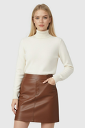 Lumina Wear Isabella apricot turtleneck sweater with slim fit, cozy knit, and stylish design, perfect for casual or elegant looks.