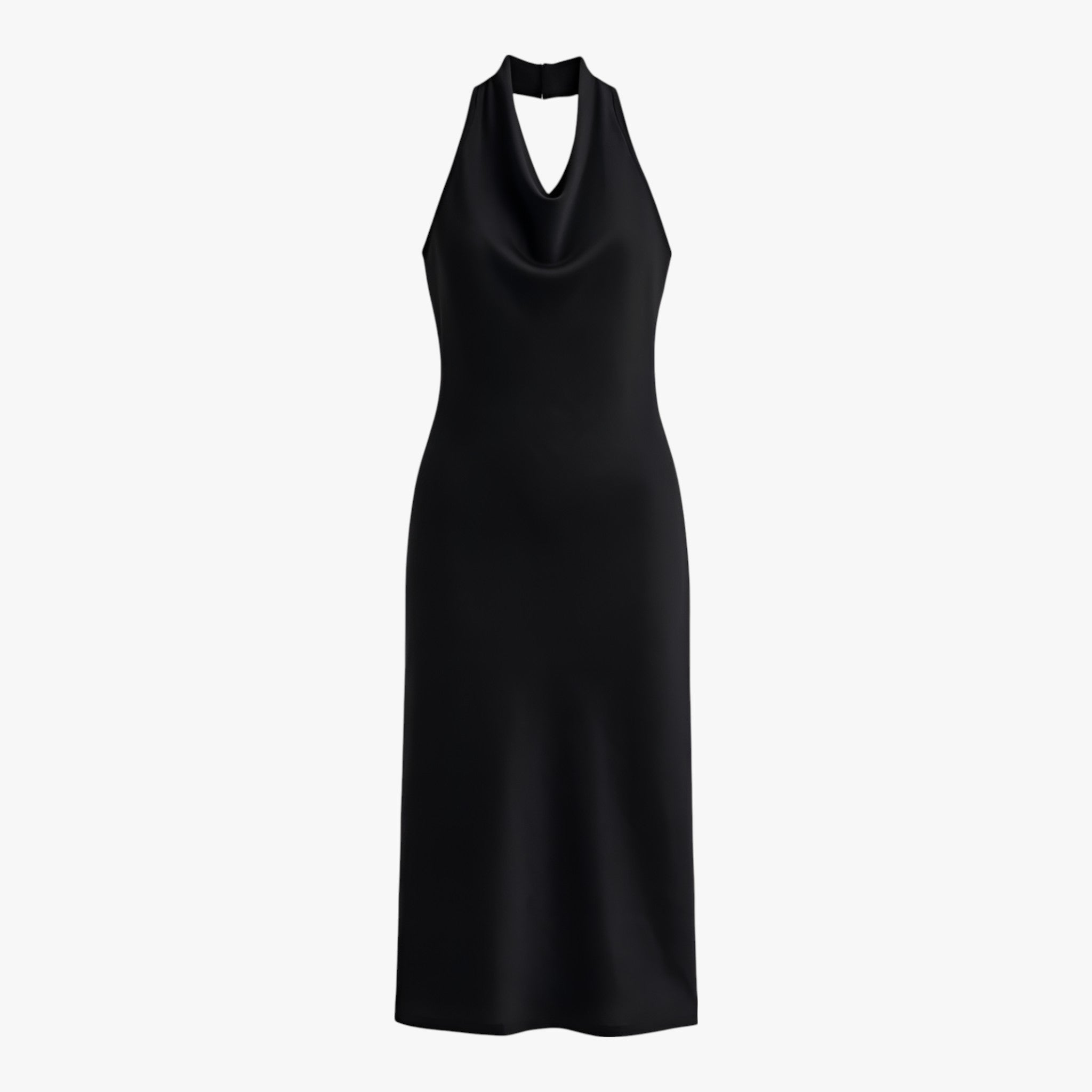 Black Isabella backless midi dress for women by Lumina Wear, perfect for summer chic, shown on a model.