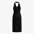 Black Isabella backless midi dress by Lumina Wear, stylish summer chic women’s dress, shown on a model.
