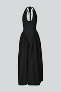 Elegant black midi dress by Lumina Wear featuring a flattering fit and sophisticated style, perfect for formal occasions.