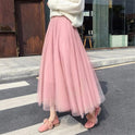 Elegant black tulle skirt by Lumina Wear, featuring a flattering fit and lightweight fabric, perfect for sophisticated occasions.