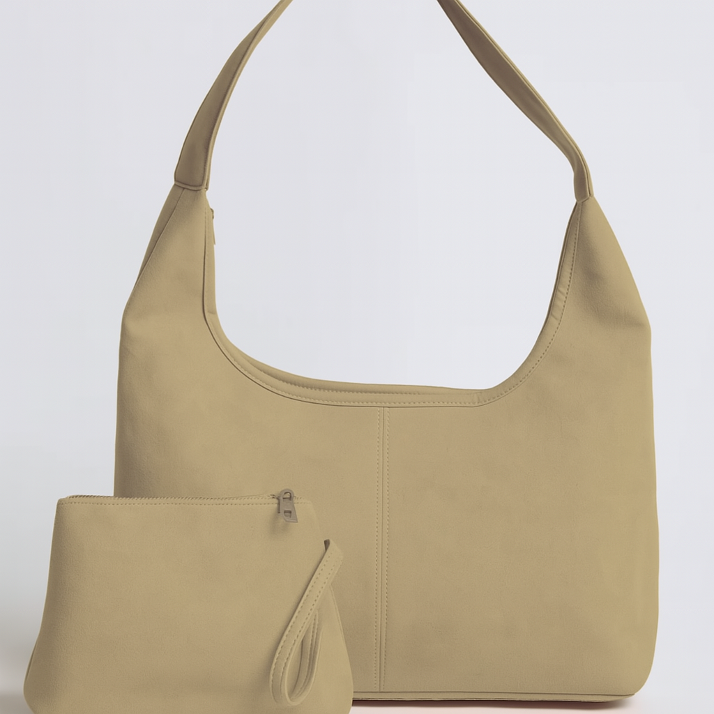 Elegant black vegan suede tote bag from Lumina Wear featuring a spacious design and sturdy handles, perfect for daily use.