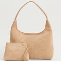 Elegant black vegan suede tote bag from Lumina Wear featuring a spacious handbag design and stylish handles.