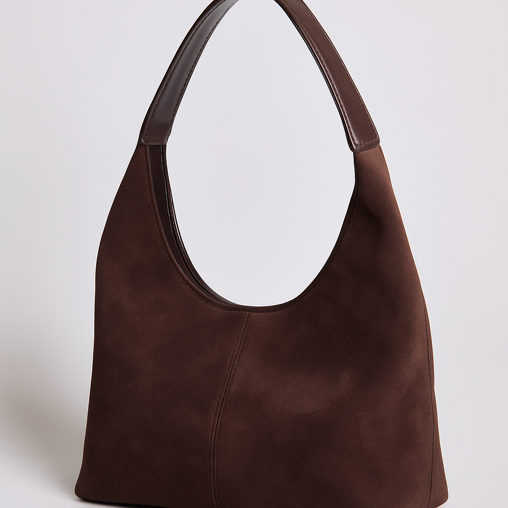 Elegant black vegan suede tote bag from Lumina Wear with sleek design, perfect for stylish daily use.