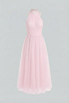 Elegant blush midi dress by Lumina Wear featuring a flattering silhouette and stylish design, perfect for special occasions.