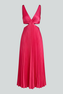 Elegant blush pink pleated dress by Lumina Wear featuring a flowing silhouette and sophisticated design.