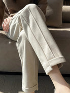 Gray high-waisted pencil trousers from Lumina Wear's Isabella collection, tailored for an elegant fit.