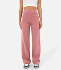 Green high-waisted trousers from Lumina Wear's Isabella collection, featuring a flattering fit and elegant style for women.
