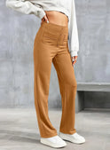 Green high-waisted trousers by Lumina Wear, featuring an elegant fit and tailored design for women.