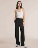 Blue Isabella high-waisted wide-leg trousers by Lumina Wear, elegant women's pants with a flattering fit.