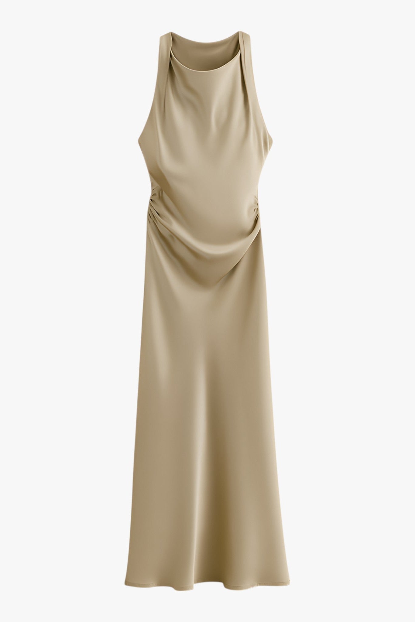 Isabella | Elegant Khaki Summer Dress with Sophisticated