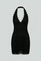 Black Isabella lace mini dress by Lumina Wear featuring elegant design and comfortable fit, perfect for stylish occasions.