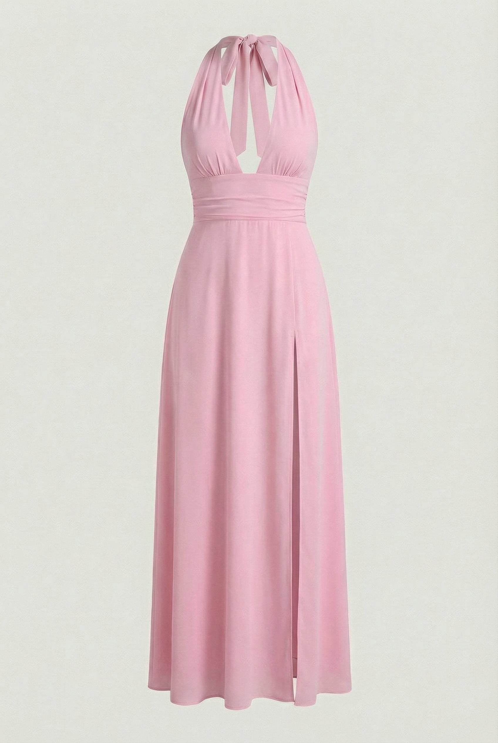 Elegant pink women's dress by Lumina Wear featuring a versatile cut, perfect for stylish occasions.
