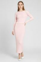 Elegant pink maxi skirt set by Lumina Wear featuring a sophisticated fit, perfect for stylish everyday or special occasions.