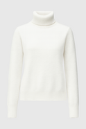 Elegant white velvety turtleneck sweater from Lumina Wear featuring a slim fit and classic design.