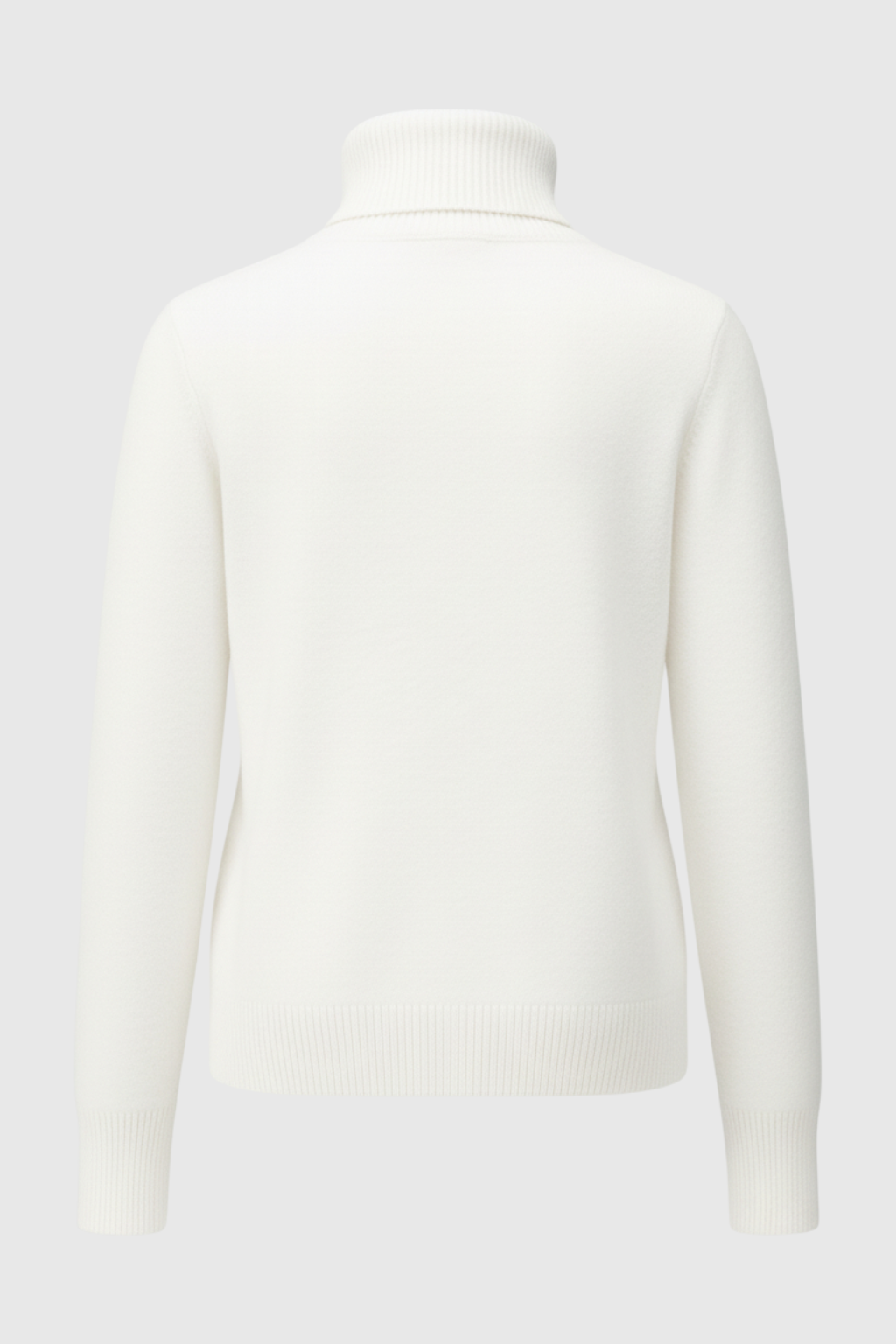 White slim fit turtleneck sweater by Lumina Wear, featuring a sleek and elegant design perfect for stylish outfits.