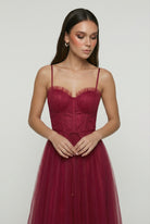 Wine red Isabella midi dress by Lumina Wear, featuring an elegant, versatile cut for women’s fashion.
