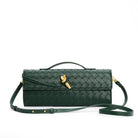 Elegant woven brown handbag with adjustable strap from Lumina Wear, featuring a stylish design and spacious interior.
